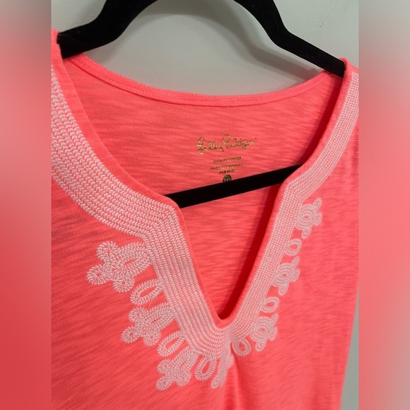 Lilly Pulitzer Maisy Mini Dress Neon Coral Reef Sz XXS Slub Knit Tee 10 - Picture 3 of 8